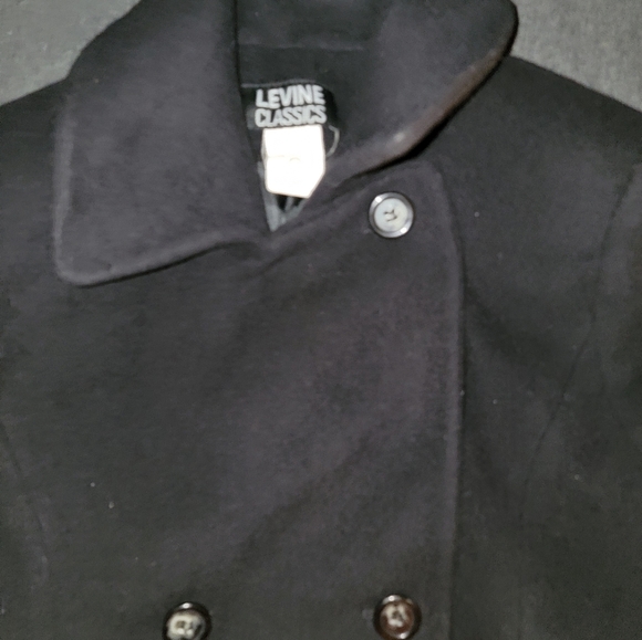 Levine Classics Long Double Breasted Wool Peacoat Trench- Size 6 - Black - Picture 6 of 12